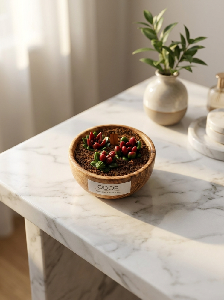 شمع جار چوبی کاکتوس